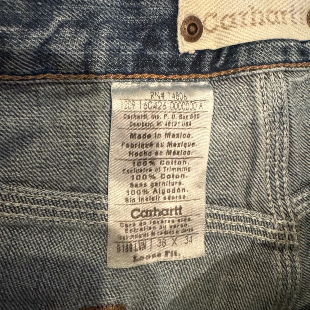 Carhartt B180 LVN Loose Fit Jeans Mens 38x34 Blue Denim‎ Light Wash Workwear
